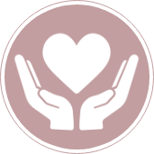 Icon mit Händen und Herz, Herz in Händen gehalten, liebevolle Hilfe, Begleitung im Trauerfall
